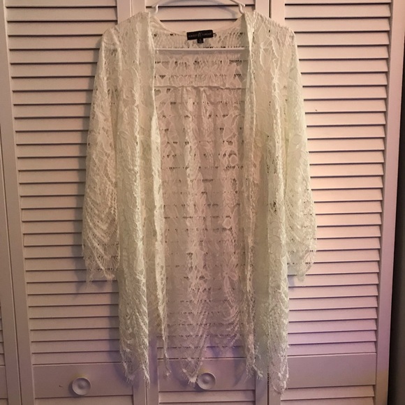 Almost Famous Sweaters - White Lace Cardigan